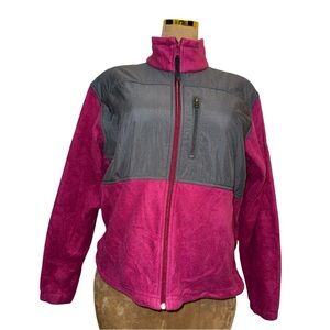Columbia Women's Fuchsia and Charcoal Fleece jacket, pockets, warm & thin, Sz XL